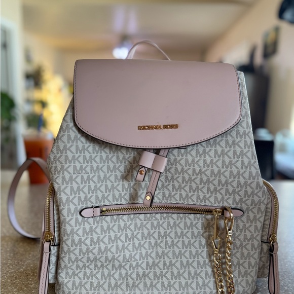 Michael Kors Pink and Cream Women's Backpack - Picture 1 of 9